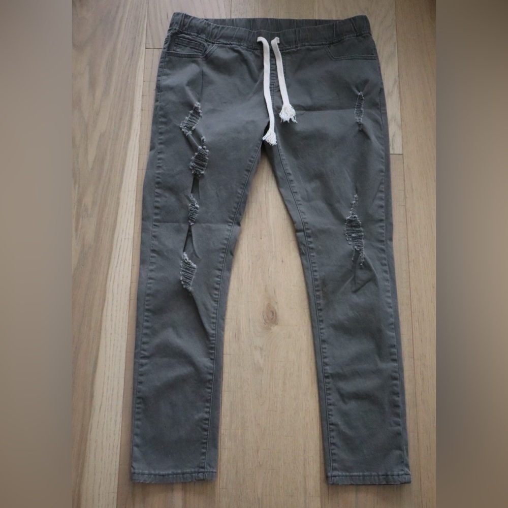 Hayden Los Angeles Olive Green Distressed Jogger Pants